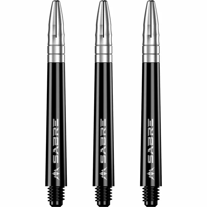 Mission Sabre Shafts - Polycarbonate Dart Stems - Black - Silver Top