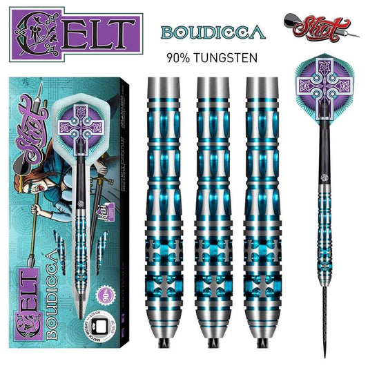 Shot Celt Boudicca Steel Tip Dart Set-90% Tungsten Barrels