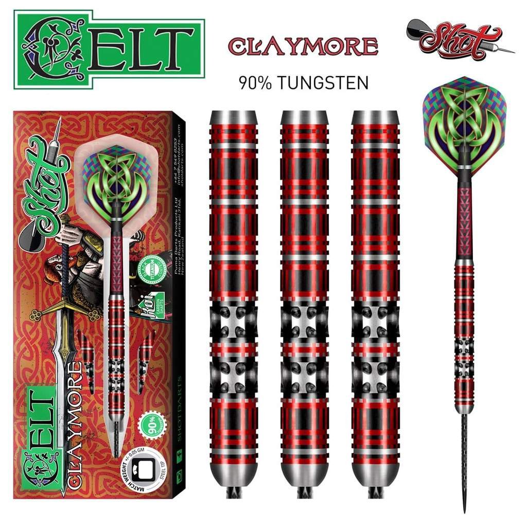 Shot Celt Claymore Steel Tip Dart Set-90% Tungsten Barrels