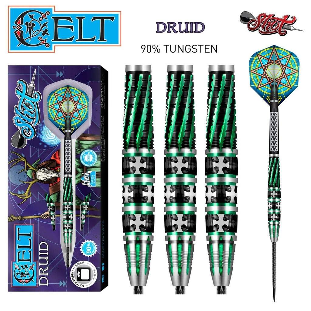 Shot Celt Druid Steel Tip Dart Set-90% Tungsten Barrels